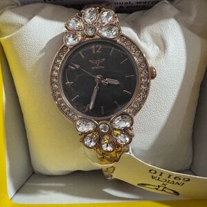 Invicta Women's Rose Gold and Black Crystal Watch